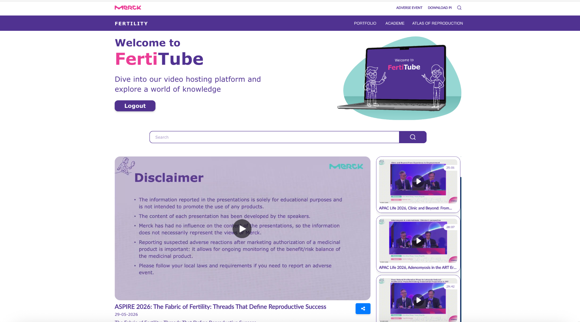 Fertility Congresses by Merck website screenshot